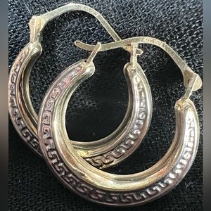 Vintage 10k greek key hoops